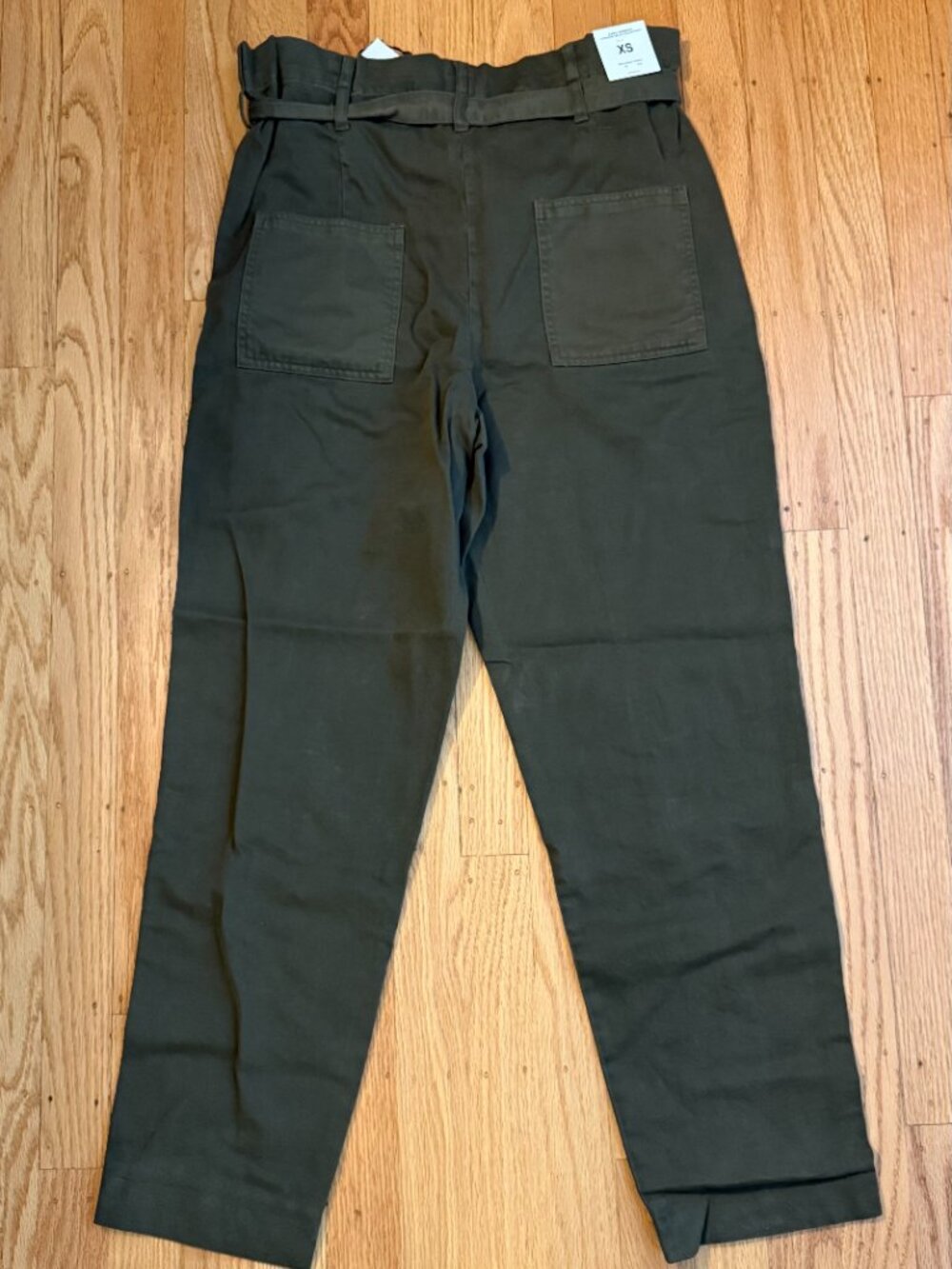 ZARA Olive Green High-Waist Paperbag Trousers XS - Picture 7 of 9